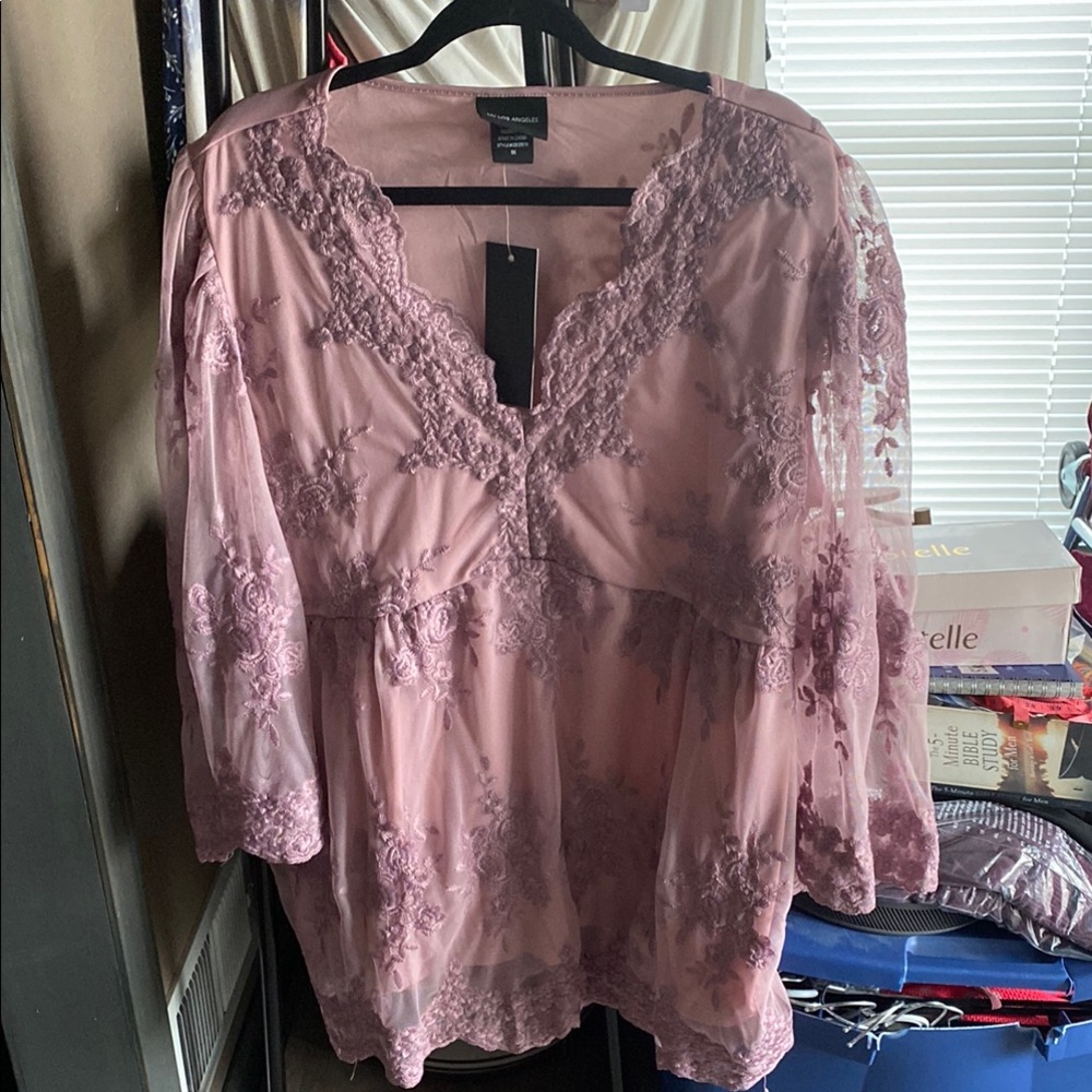 Pink Relaxed Bell Sleeve Blouse